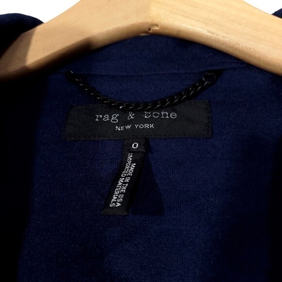 RAG & BONE 100% Wool One Button Club Jacket Blazer Soft Knit Suit Jacket Navy 0 - Picture 2 of 16